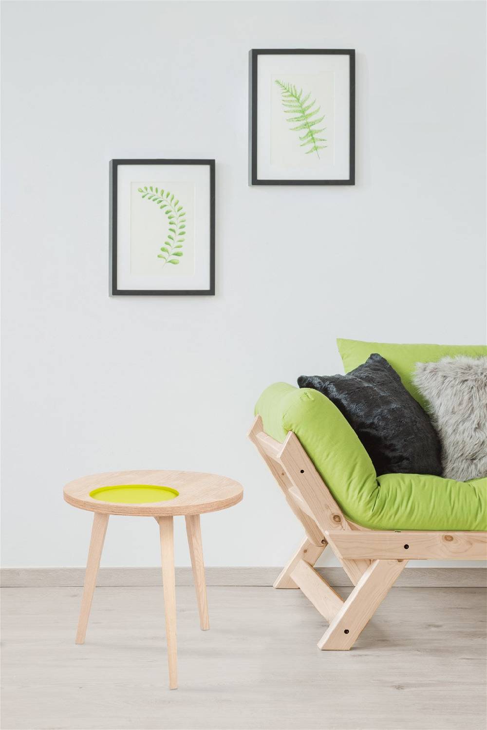 Kayoom Beistelltisch mit Relief (rund) - Beistelltisch Addison II Esche / Grün Preisnachlass
