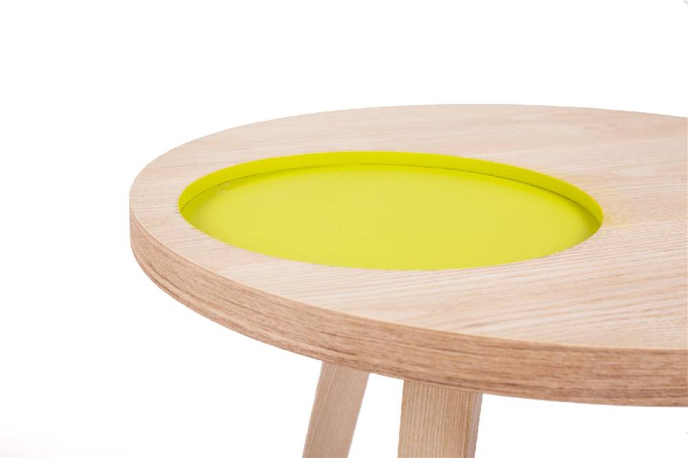 Kayoom Beistelltisch mit Relief (rund) - Beistelltisch Addison II Esche / Grün Preisnachlass