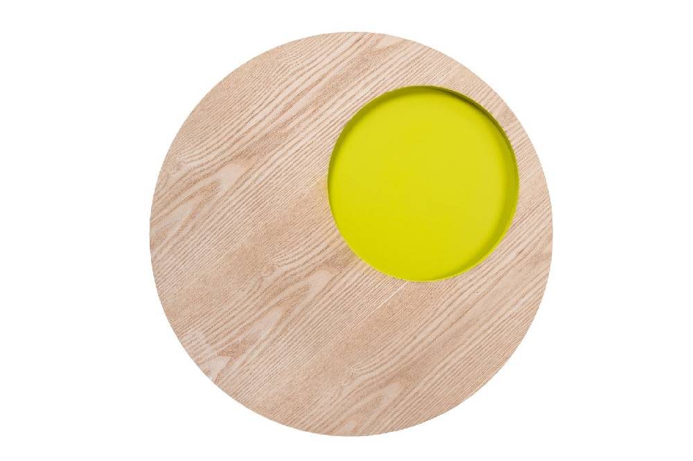 Kayoom Beistelltisch mit Relief (rund) - Beistelltisch Addison II Esche / Grün Preisnachlass