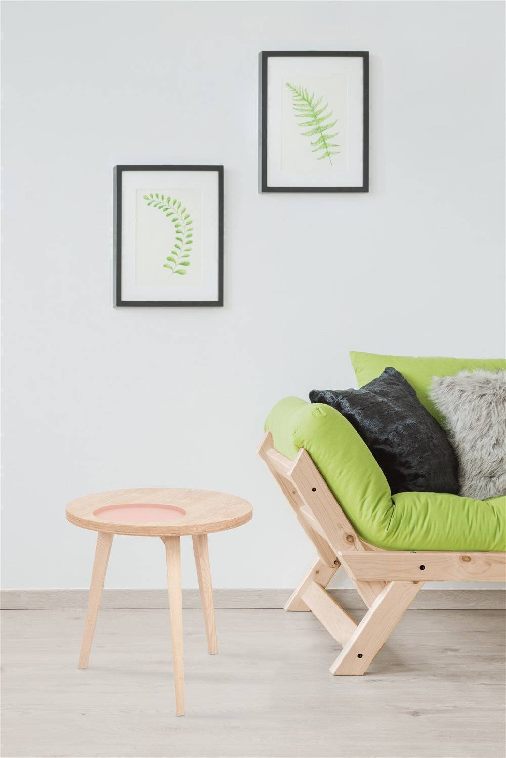 Kayoom Beistelltisch mit Relief (rund) - Beistelltisch Addison III Esche / Rosa Black Friday