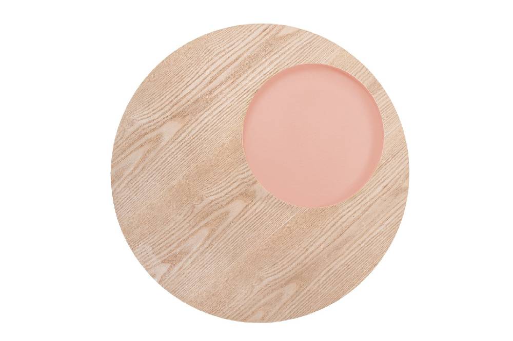 Kayoom Beistelltisch mit Relief (rund) - Beistelltisch Addison III Esche / Rosa Black Friday