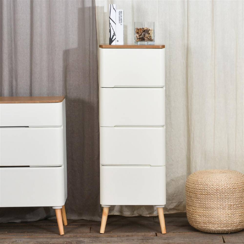 Kayoom Schubladenschrank - Ausziehkommode Madison 610 Weiß / Naturell Valentinstagsangebot
