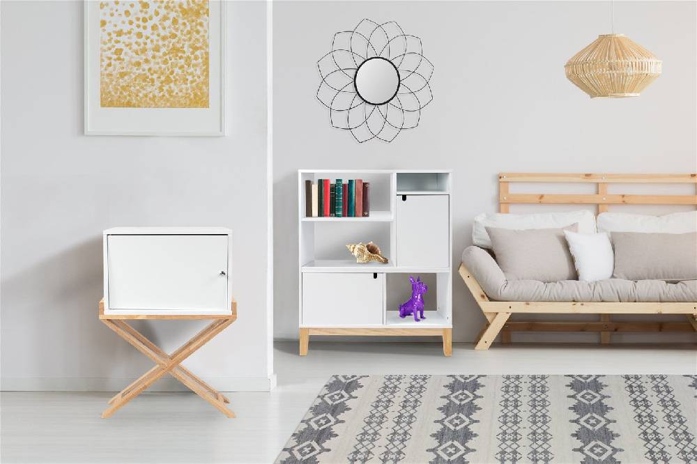 Kayoom Schränkchen Valerie 110 Weiß / Natural Zeitbegrenzte Promotion