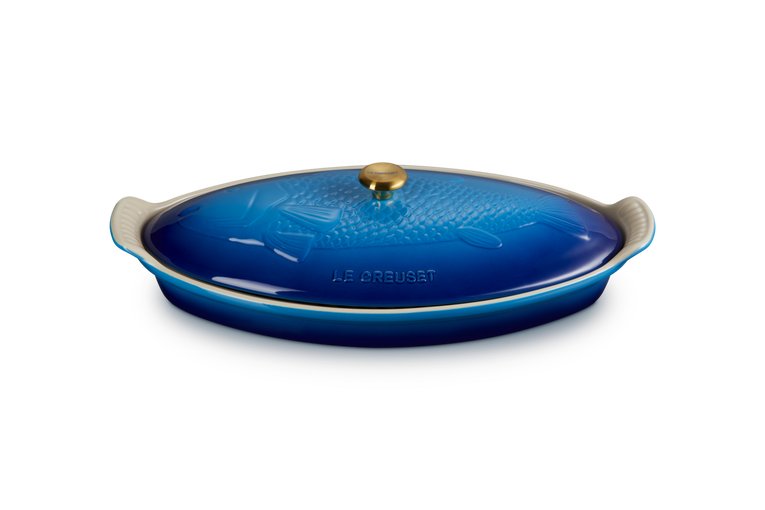 Le Creuset Fischbackform Tradition mit Deckel aus Steinzeug