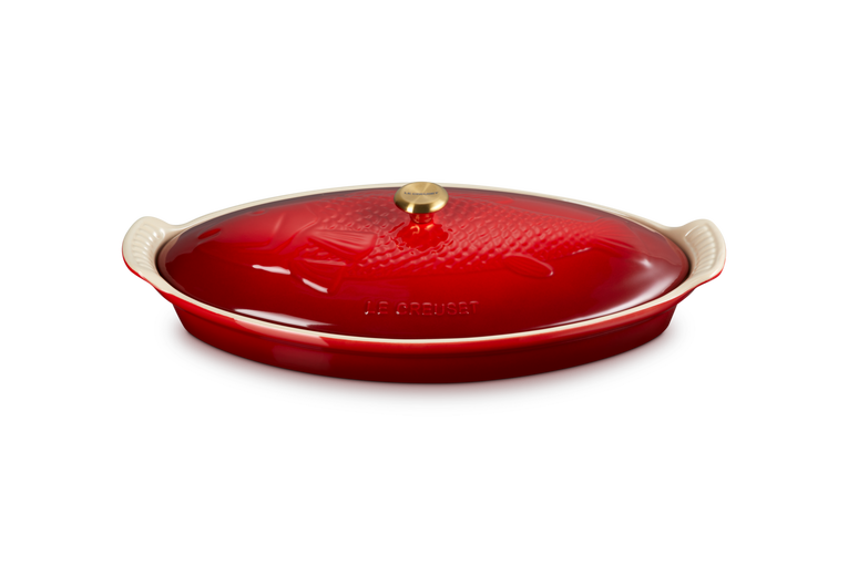 Le Creuset Fischbackform Tradition mit Deckel aus Steinzeug