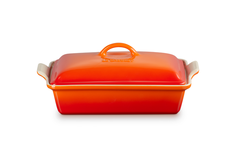 Le Creuset Rechteckige Auflaufform Tradition mit Deckel aus Steinzeug Meist gekauft