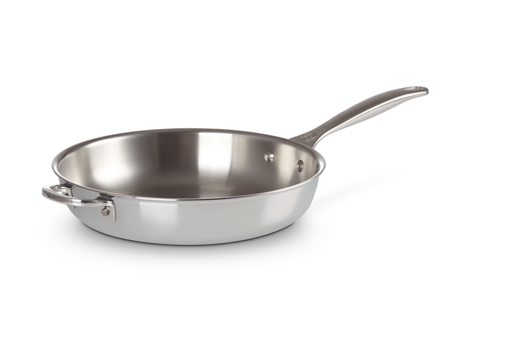 Le Creuset Unbeschichtete Bratpfanne mit Gegengriff aus 3-ply PLUS Edelstahl