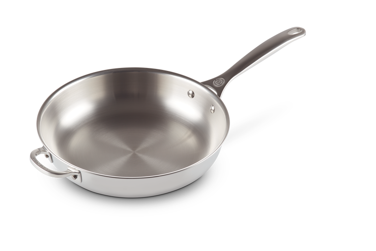 Le Creuset Unbeschichtete Bratpfanne mit Gegengriff aus 3-ply PLUS Edelstahl Günstiger Verkauf