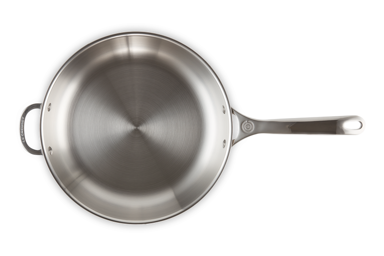 Le Creuset Unbeschichtete Bratpfanne mit Gegengriff aus 3-ply PLUS Edelstahl Günstiger Verkauf