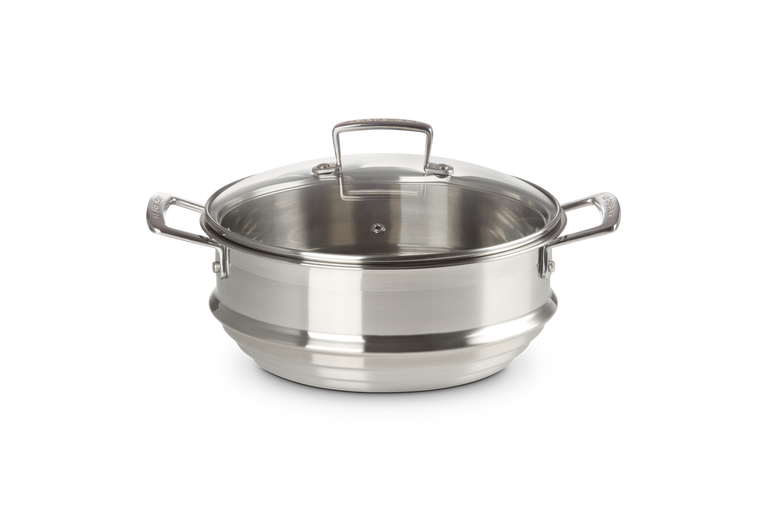 Le Creuset Multi-Dämpfeinsatz aus Edelstahl mit Glasdeckel