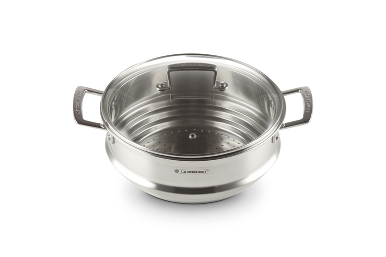 Le Creuset Multi-Dämpfeinsatz aus Edelstahl mit Glasdeckel Letzter Tag