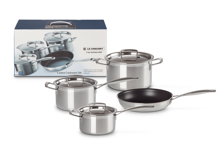 Le Creuset 4-teiliges Kochgeschirrset aus 3-ply Edelstahl