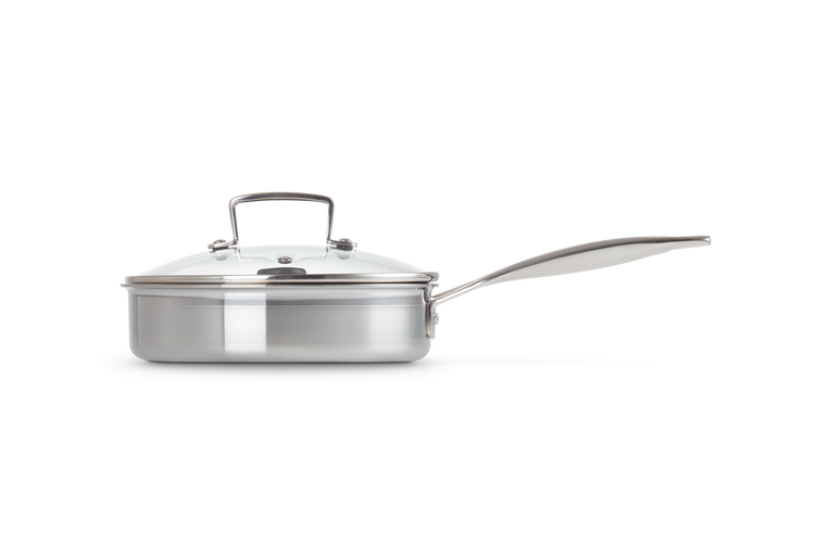 Le Creuset Unbeschichtete Sautépfanne mit Pochiereinsatz aus 3-ply Edelstahl Clearance-Verkauf