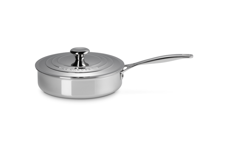 Le Creuset Unbeschichtete Sautépfanne aus 3-ply PLUS Edelstahl mit Griff
