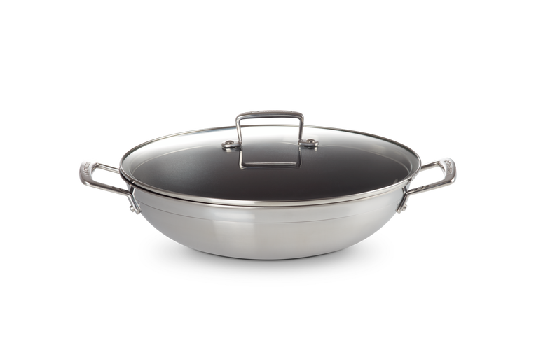 Le Creuset Antihaftbeschichteter Wok aus 3-ply Edelstahl