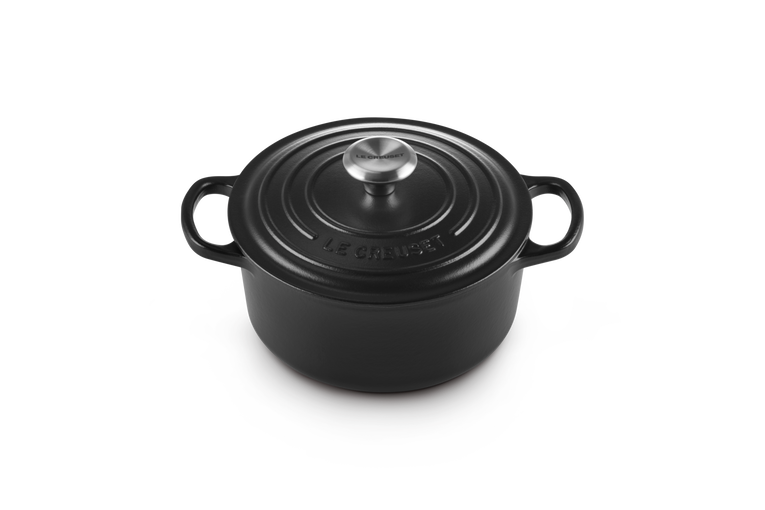 Le Creuset Runder Bräter mit schwarzer Innenemaille aus Gusseisen Exklusivangebot