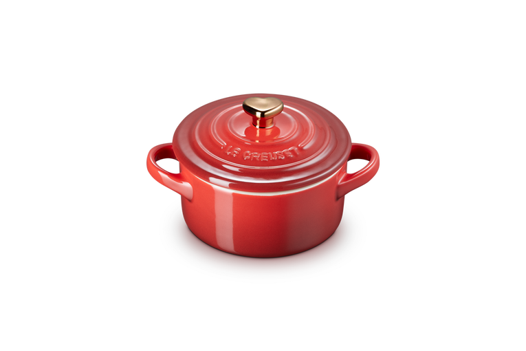 Le Creuset Mini-Cocotte aus Steinzeug mit goldenem Herzknauf