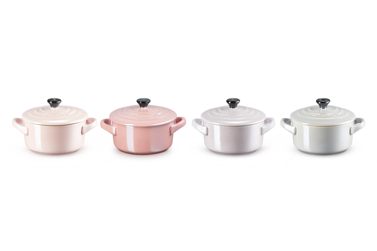 Le Creuset 4er-Set Mini Cocottes Metallics Rosé aus Steinzeug