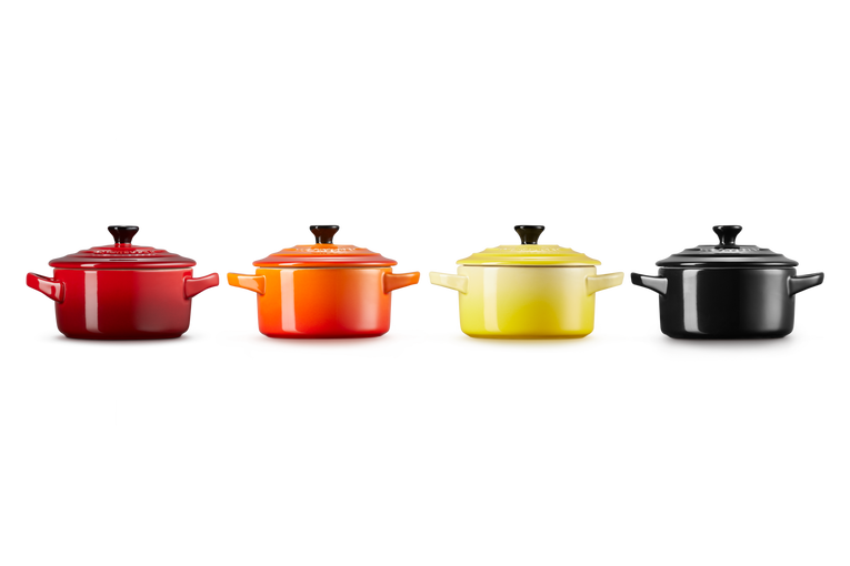Le Creuset 4er-Set Mini Cocottes Feuer und Flamme aus Steinzeug Limitierter Zeitrabatt