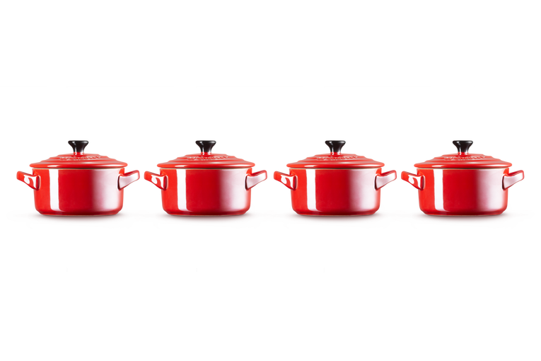 Le Creuset 4er-Set Mini Cocottes Metallics Kirschrot aus Steinzeug Begrenzte Freigabe