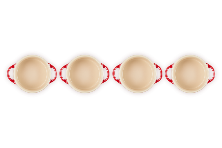 Le Creuset 4er-Set Mini Cocottes Metallics Kirschrot aus Steinzeug Begrenzte Freigabe