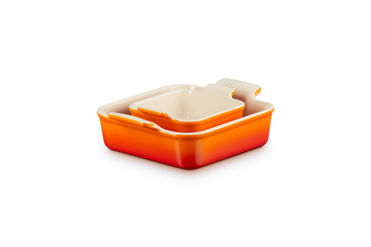 Le Creuset 2er-Set quadratische Auflaufformen Tradition aus Steinzeug Neueste Stile