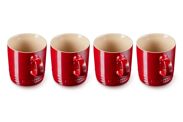 Le Creuset 4er-Set Becher Metallics Kirschrot aus Steinzeug Fabrik Onlineshop