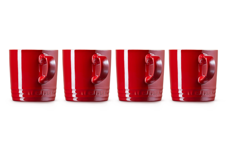 Le Creuset 4er-Set Becher Metallics Kirschrot aus Steinzeug Fabrik Onlineshop