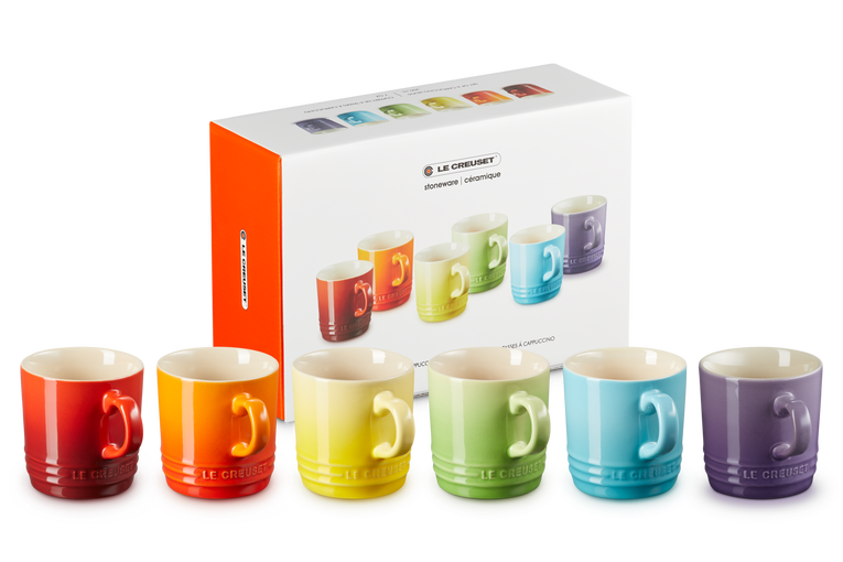 Le Creuset 6er-Set Cappuccino-Becher Regenbogen Preisnachlass
