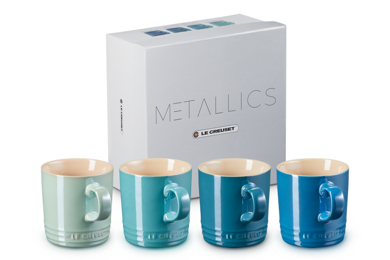 Le Creuset 4er-Set Becher Metallics Blau-Grün aus Steinzeug Black Friday