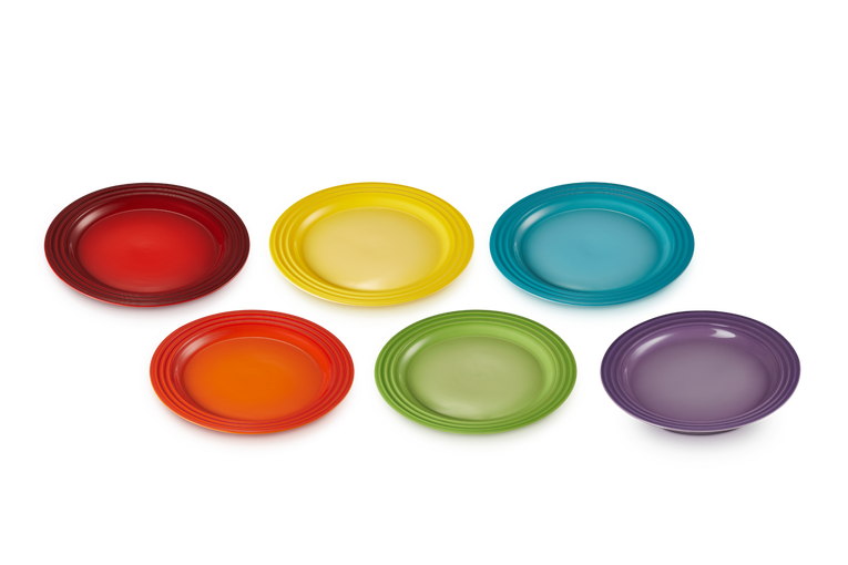 Le Creuset 6er-Set Frühstücksteller Rainbow III aus Steinzeug Weihnachtsangebot