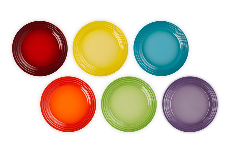 Le Creuset 6er-Set Frühstücksteller Rainbow III aus Steinzeug Weihnachtsangebot