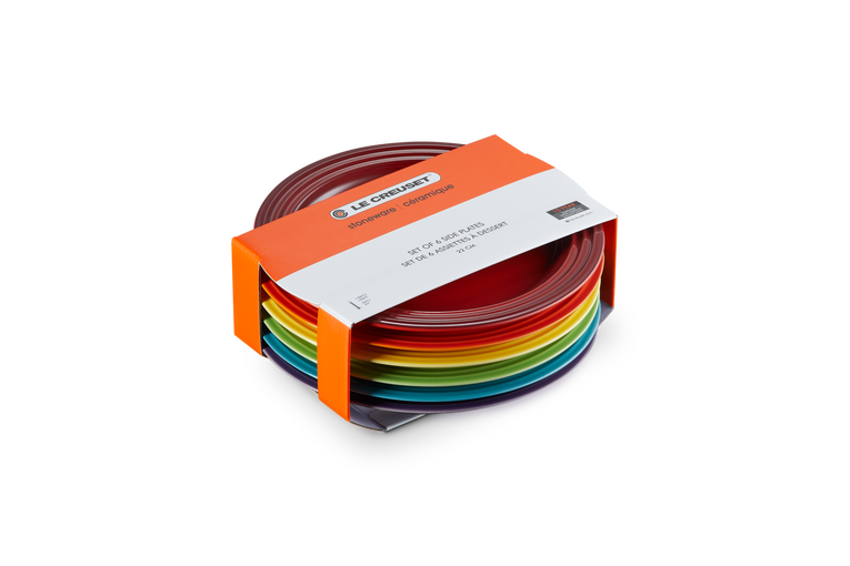 Le Creuset 6er-Set Frühstücksteller Rainbow III aus Steinzeug Weihnachtsangebot