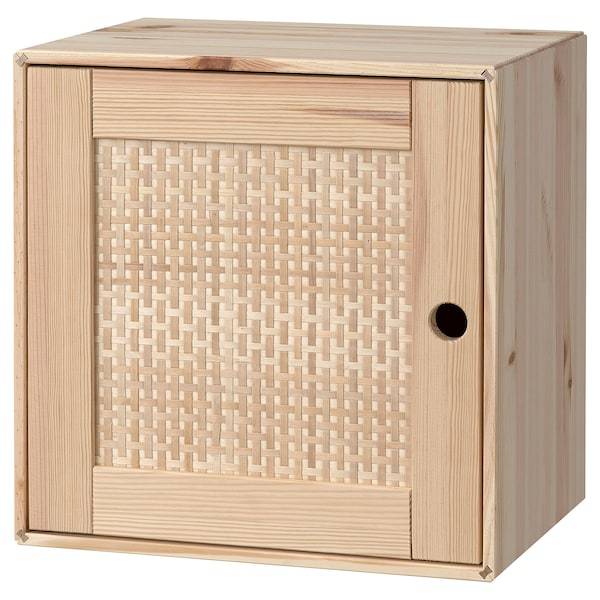 VÄLJARE Schrank mit Tür, Kiefer/geflochtene Pappel,