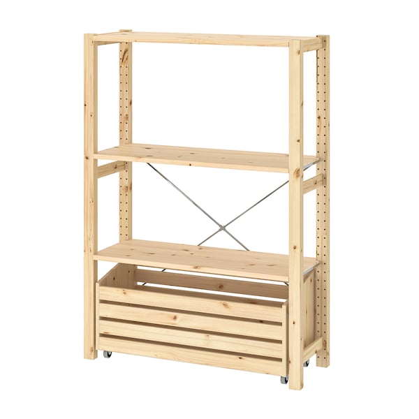 IVAR Regalelement mit Aufbewahrungsbox, Kiefer,