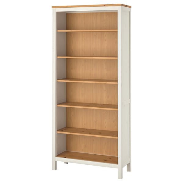 HEMNES Bücherregal, weiß gebeizt/hellbraun,