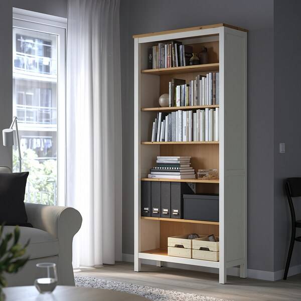 HEMNES Bücherregal, weiß gebeizt/hellbraun, Tiefpreis