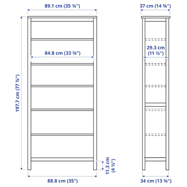 HEMNES Bücherregal, weiß gebeizt/hellbraun, Tiefpreis