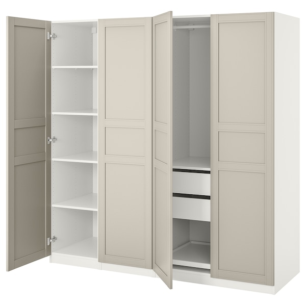 PAX / FLISBERGET Kleiderschrank, weiß/hellbeige,