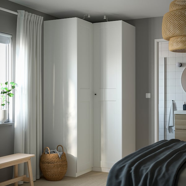 PAX / GRIMO Eckkleiderschrank, weiß/weiß, Versandkostenfrei