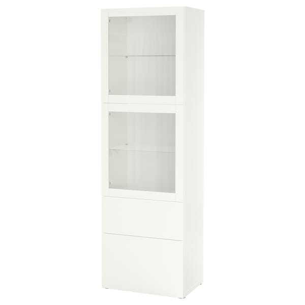 BESTÅ Vitrine, weiß/Lappviken Klarglas weiß,