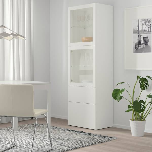 BESTÅ Vitrine, weiß/Lappviken Klarglas weiß, Heißer Verkauf