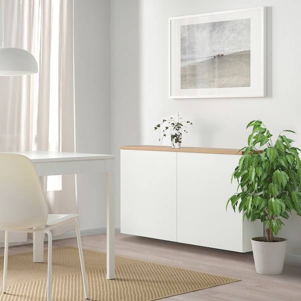 BESTÅ Schrankkombination für Wandmontage, weiß Lappviken/Eichenfurnier, Saisonale Angebote