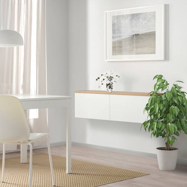 BESTÅ Schrankkombination für Wandmontage, weiß Lappviken/Eichenfurnier, VIP-Rabatte