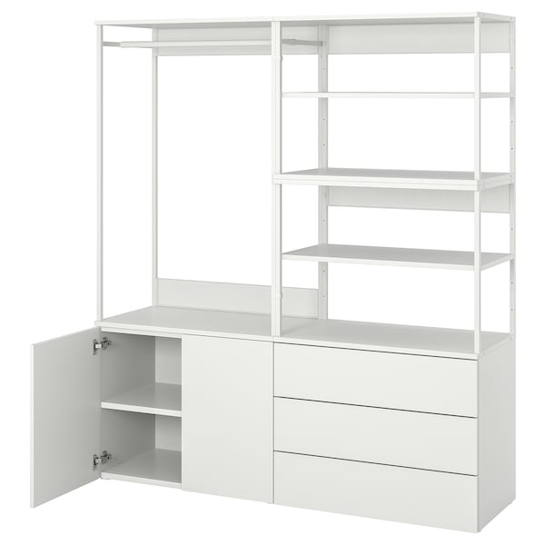 PLATSA Kleiderschrank m 2 Türen+3Schubl., weiß/Fonnes weiß,
