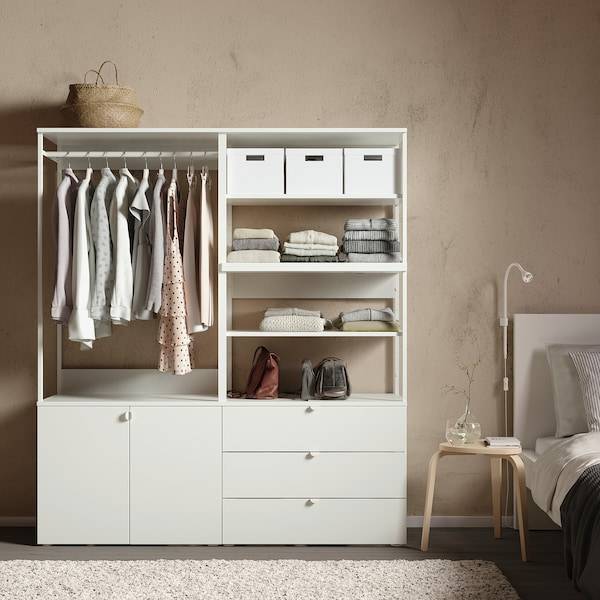 PLATSA Kleiderschrank m 2 Türen+3Schubl., weiß/Fonnes weiß, Begrenzte Freigabe