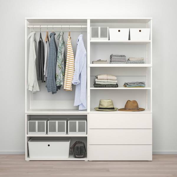 PLATSA Kleiderschrank m 2 Türen+3Schubl., weiß/Fonnes weiß, Begrenzte Freigabe