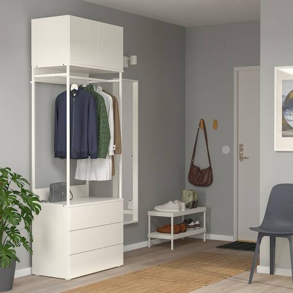 PLATSA Kleiderschrank m 2 Türen+3Schubl., weiß/Fonnes weiß, Letzter Tag