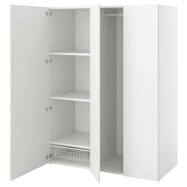 PLATSA Kleiderschrank mit 3 Türen, weiß/Fonnes weiß,