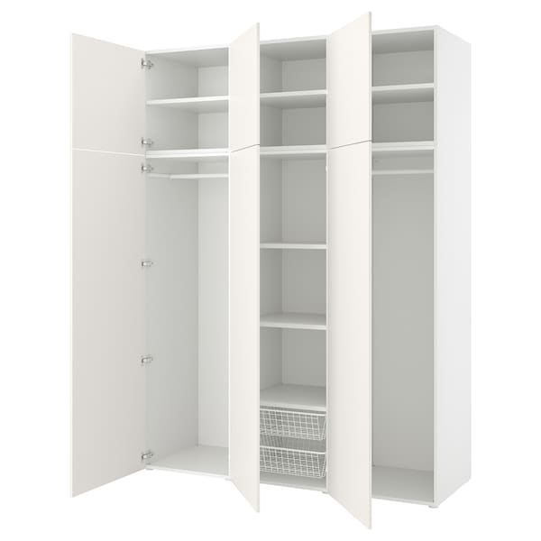 PLATSA Kleiderschrank mit 6 Türen, weiß/Fonnes weiß,